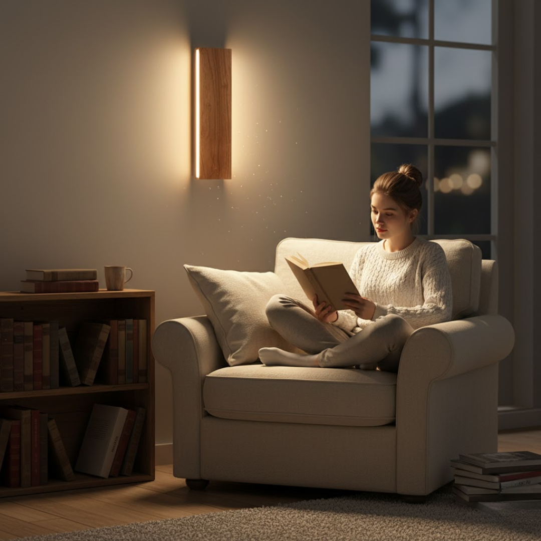 WoodAura | Wall Lamp – Natural Wood Design with Warm LED Glow