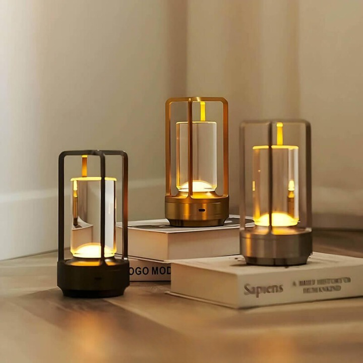 CrystalAura | Wireless Table Lamp – Warm Ambient Designer Glow