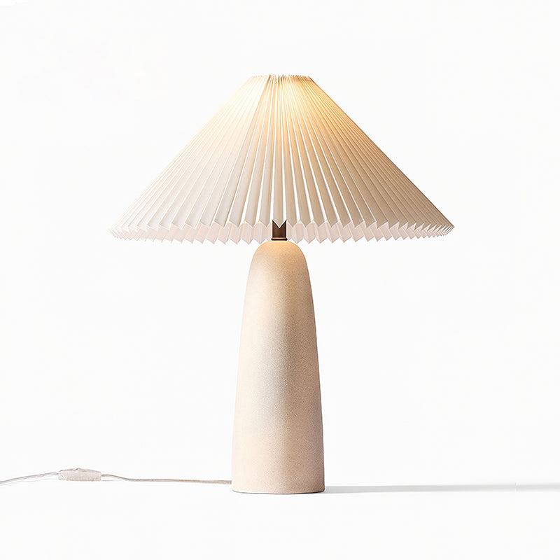 Elegant Ceramic Table Lamp - Stylish Pleated Shade for Bedside & Desk