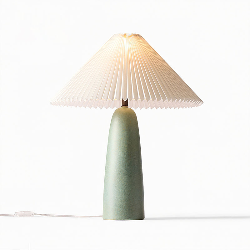 Elegant Ceramic Table Lamp - Stylish Pleated Shade for Bedside & Desk