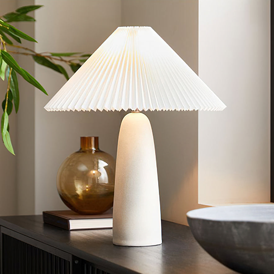 Elegant Ceramic Table Lamp - Stylish Pleated Shade for Bedside & Desk