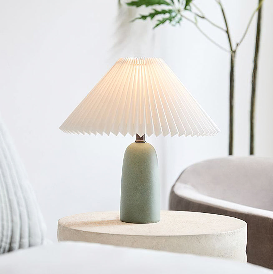 Elegant Ceramic Table Lamp - Stylish Pleated Shade for Bedside & Desk