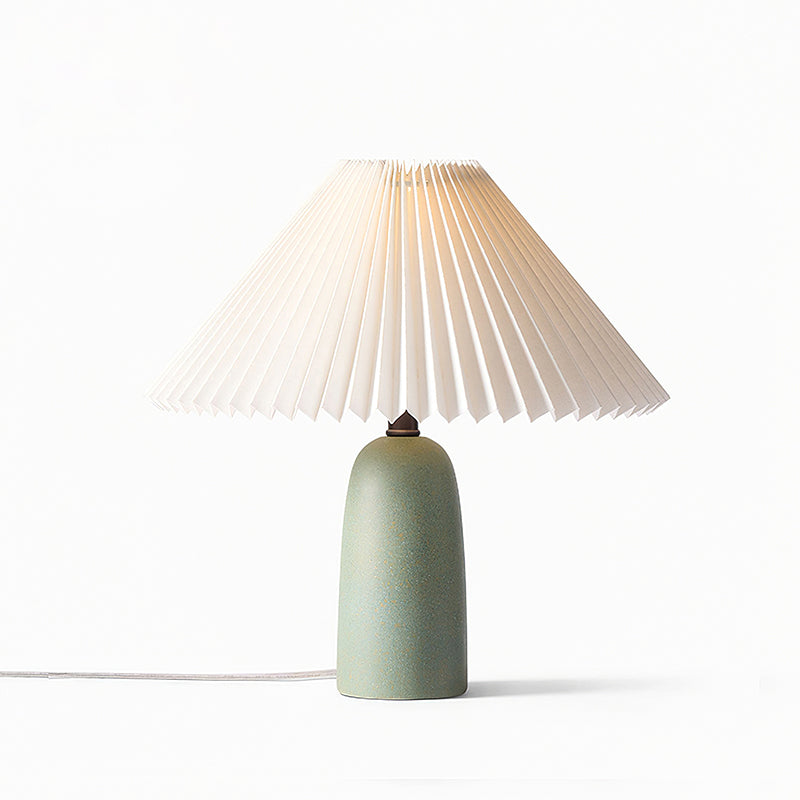 Elegant Ceramic Table Lamp - Stylish Pleated Shade for Bedside & Desk