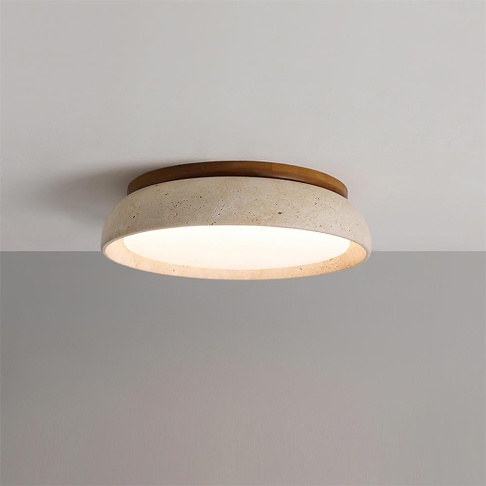 Elegant Flush Mount Ceiling Light - Natural Travertine Design with LED