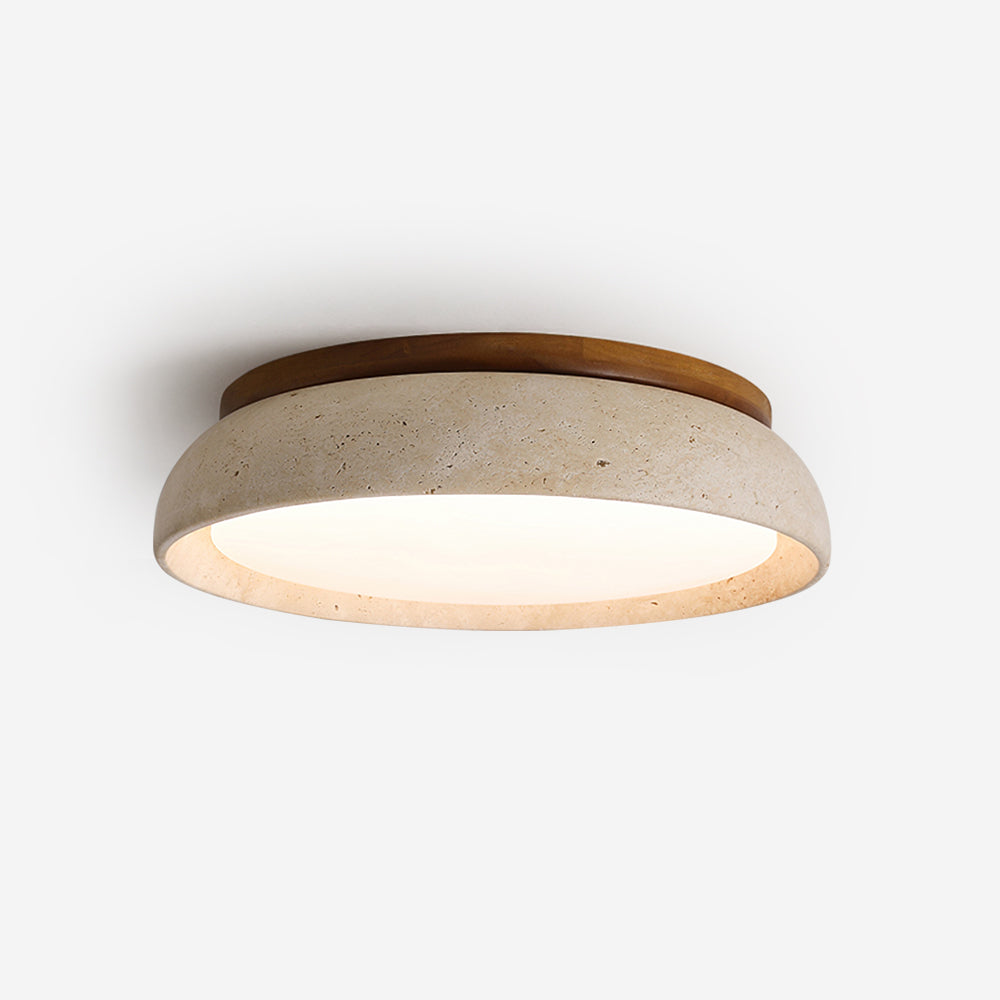 Elegant Flush Mount Ceiling Light - Natural Travertine Design with LED