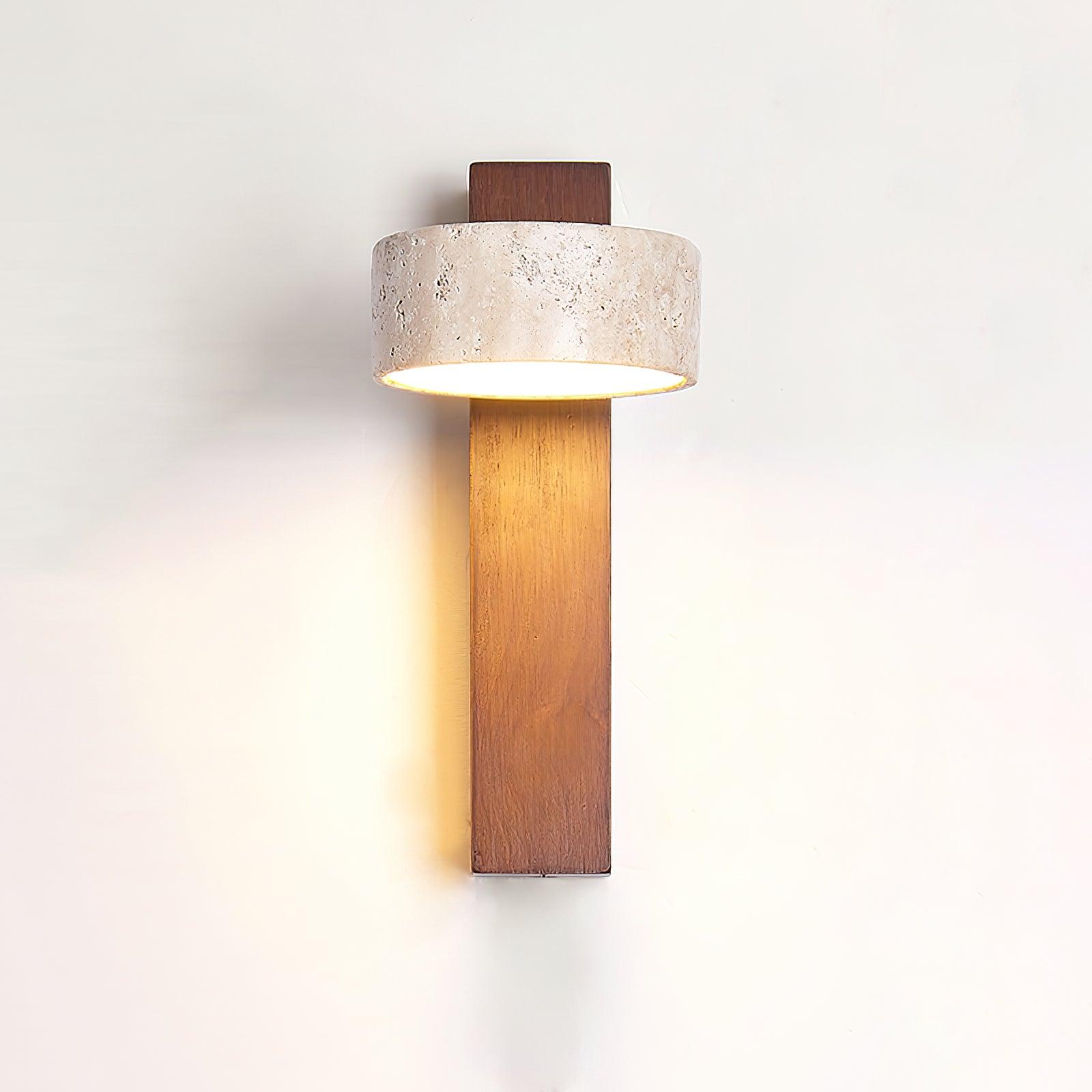 Elegant Tersus - Damp Rated Wall Sconce Light with Yellow Travertine Shade