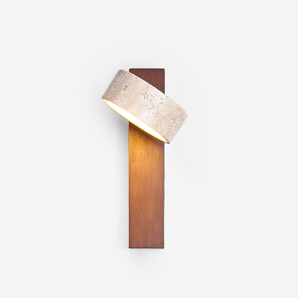 Elegant Tersus - Damp Rated Wall Sconce Light with Yellow Travertine Shade