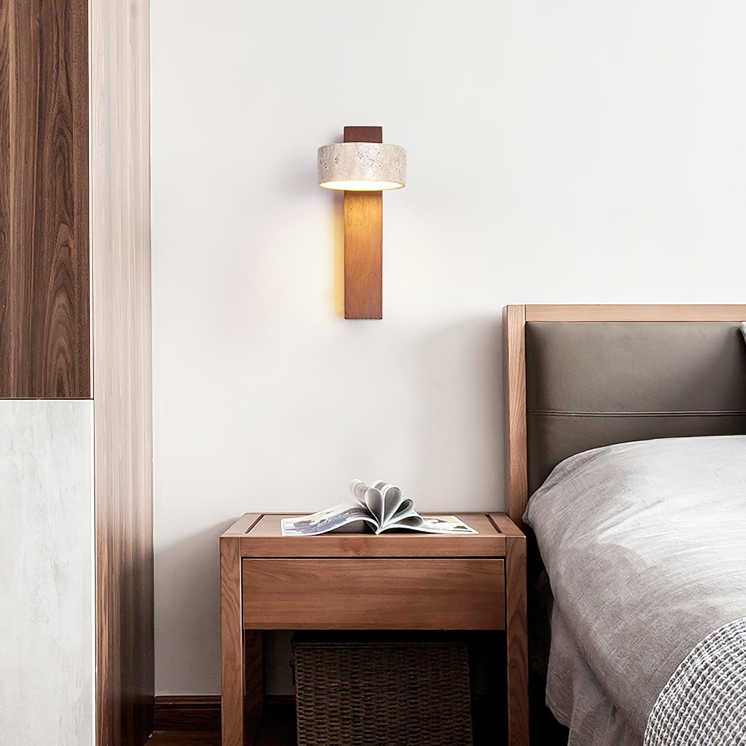 Elegant Tersus - Damp Rated Wall Sconce Light with Yellow Travertine Shade