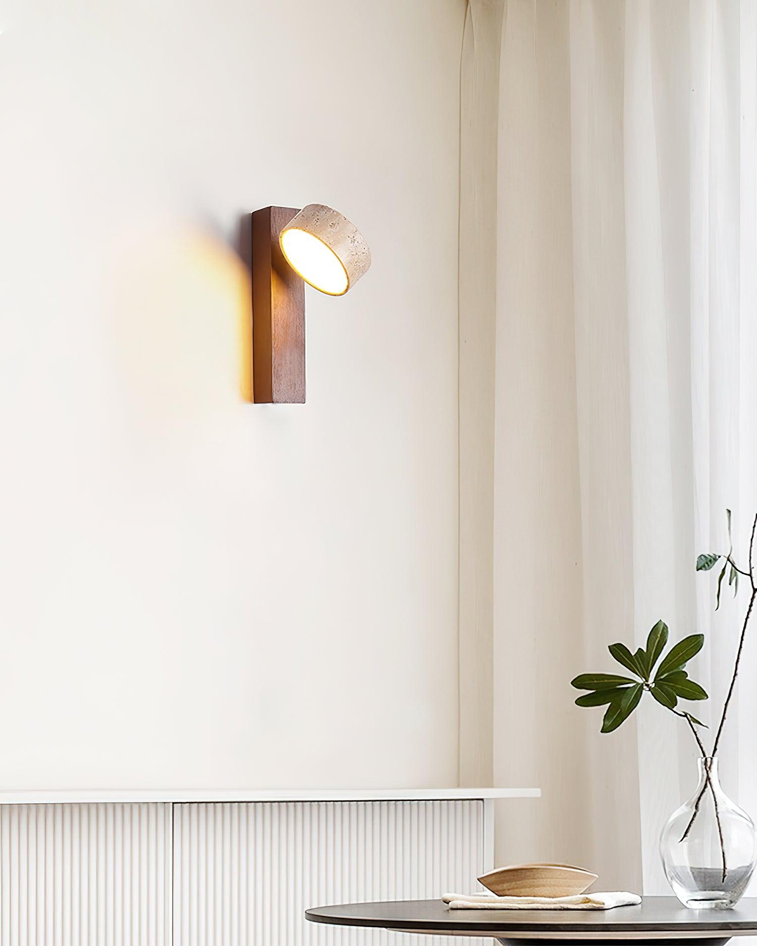 Elegant Tersus - Damp Rated Wall Sconce Light with Yellow Travertine Shade