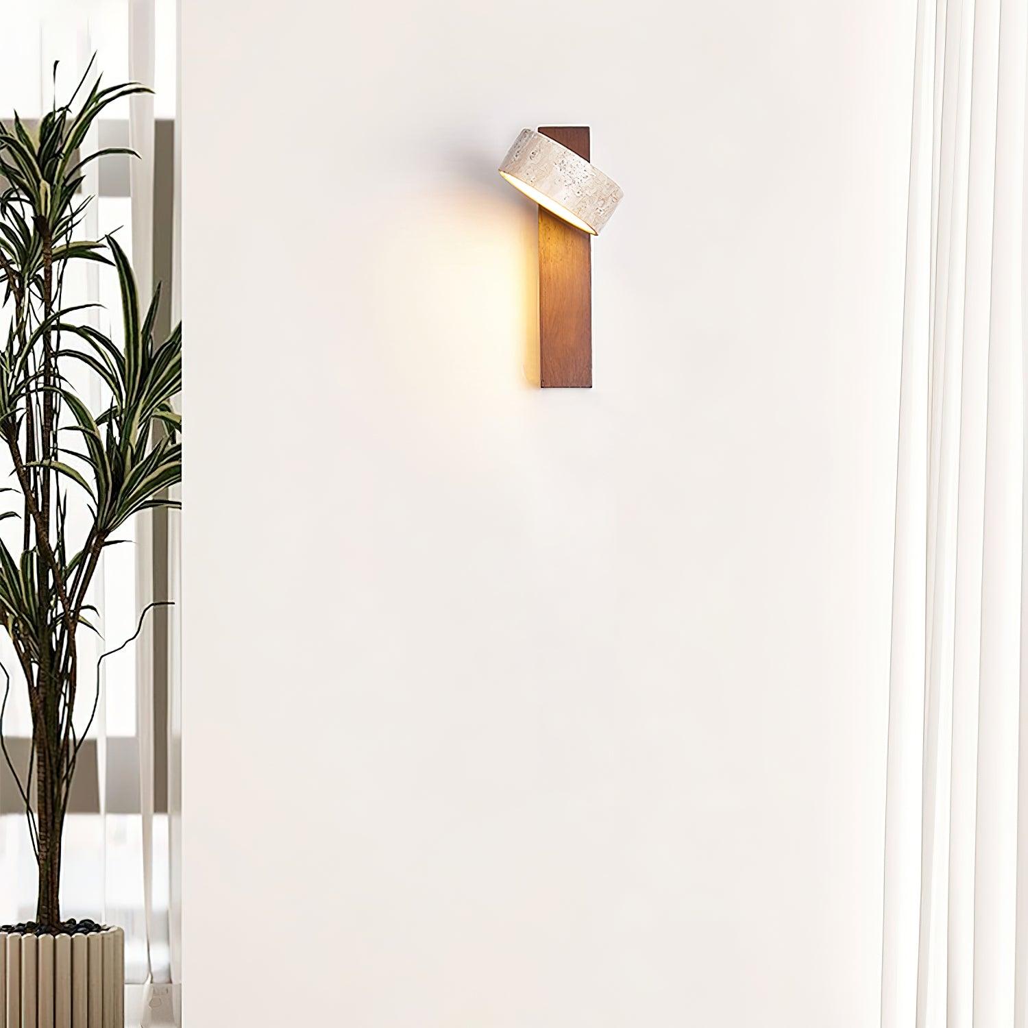 Elegant Tersus - Damp Rated Wall Sconce Light with Yellow Travertine Shade