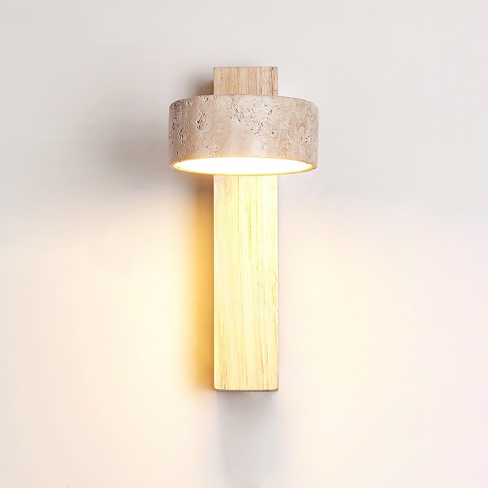Elegant Tersus - Damp Rated Wall Sconce Light with Yellow Travertine Shade