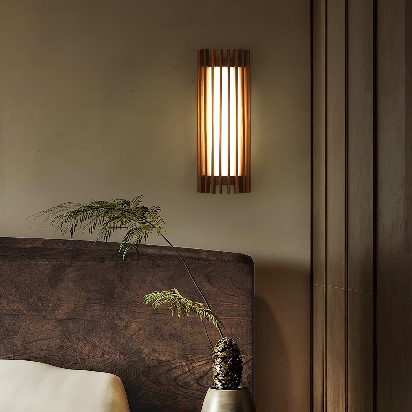 Elegant Walnut Wall Sconce - Integrated LED Wall Lamp for Cozy Ambiance