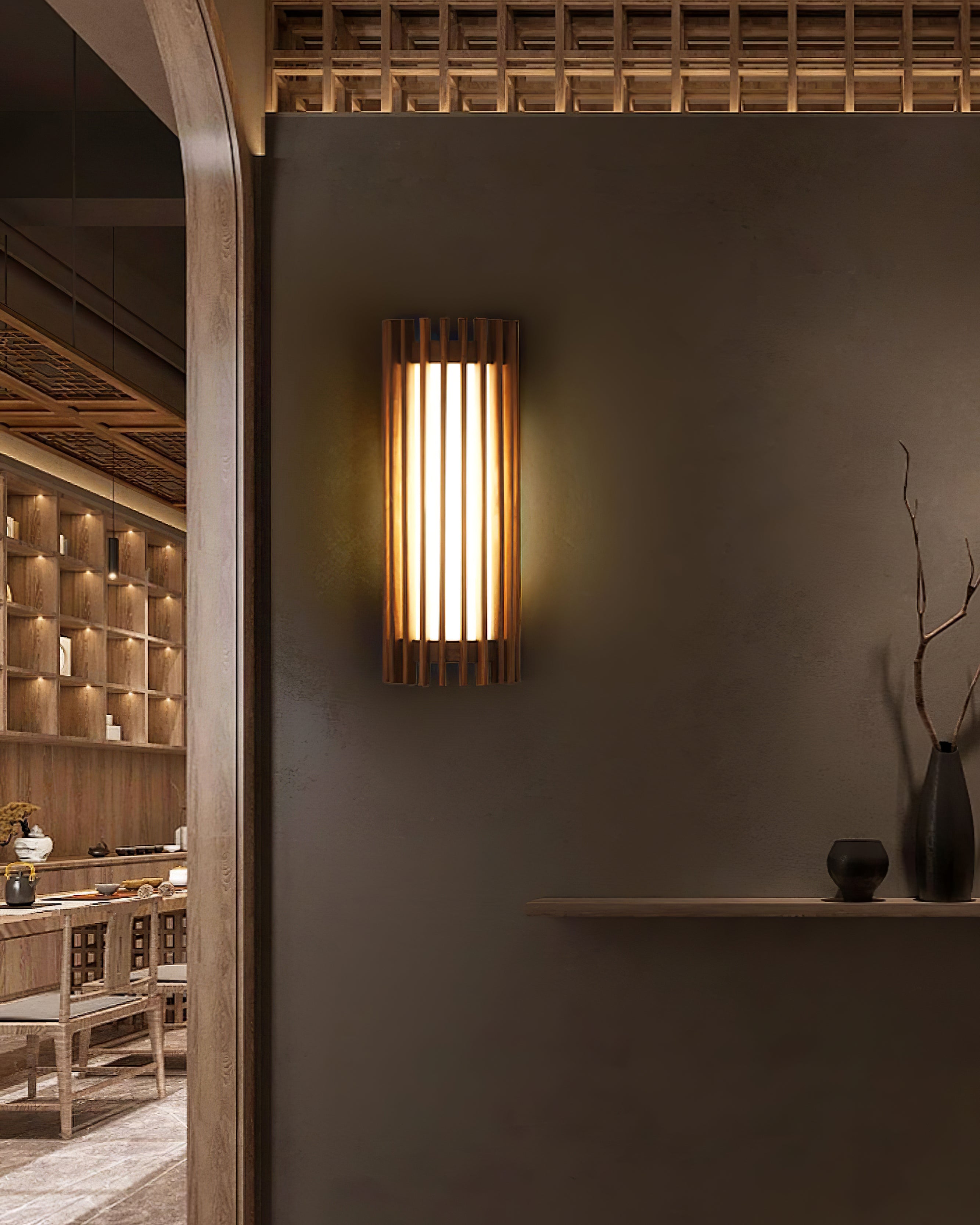 Elegant Walnut Wall Sconce - Integrated LED Wall Lamp for Cozy Ambiance
