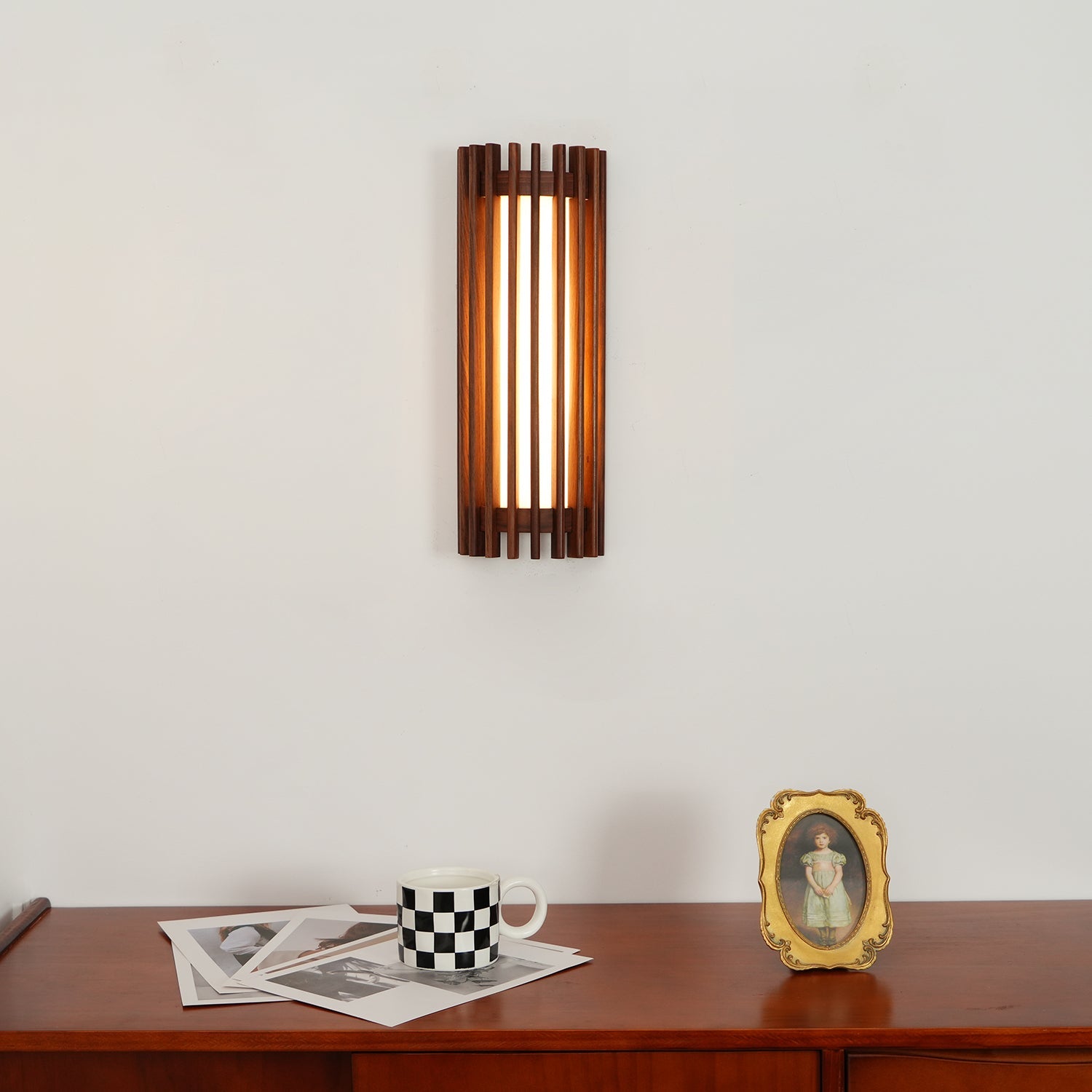 Elegant Walnut Wall Sconce - Integrated LED Wall Lamp for Cozy Ambiance