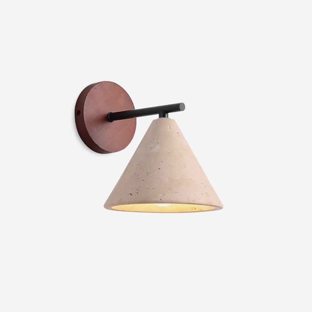 Finley Rustic Modern Wall Lamp - Yellow Travertine Shade, Damp Rated Sconce Light