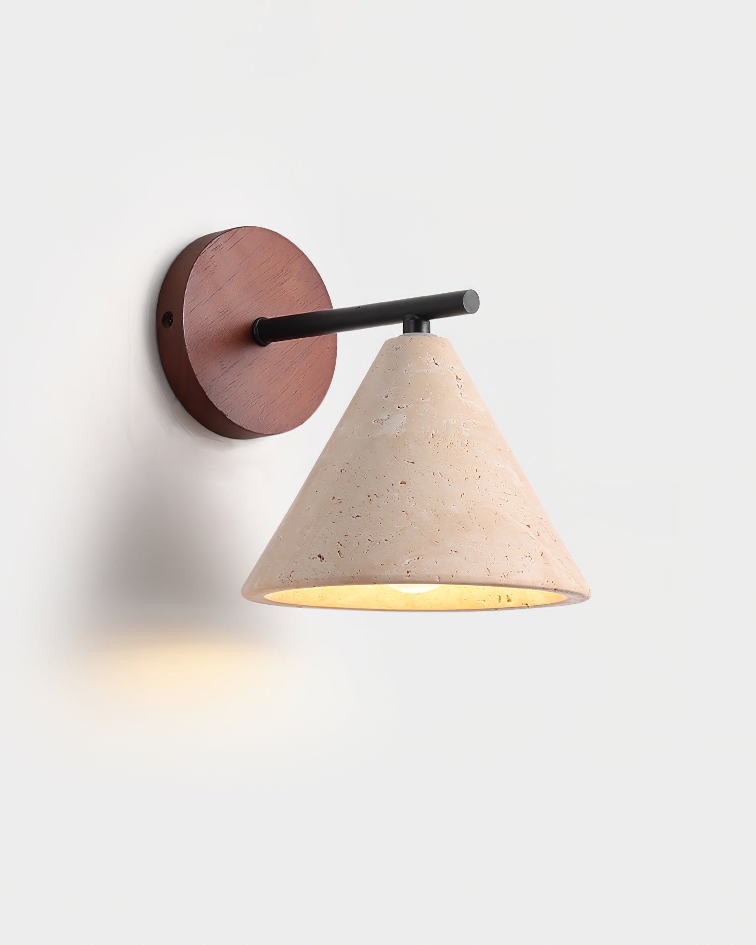 Finley Rustic Modern Wall Lamp - Yellow Travertine Shade, Damp Rated Sconce Light