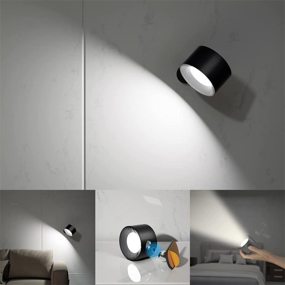 AuraFlex | Glow Wireless Wall Lamp – 360° Touch LED Lighting