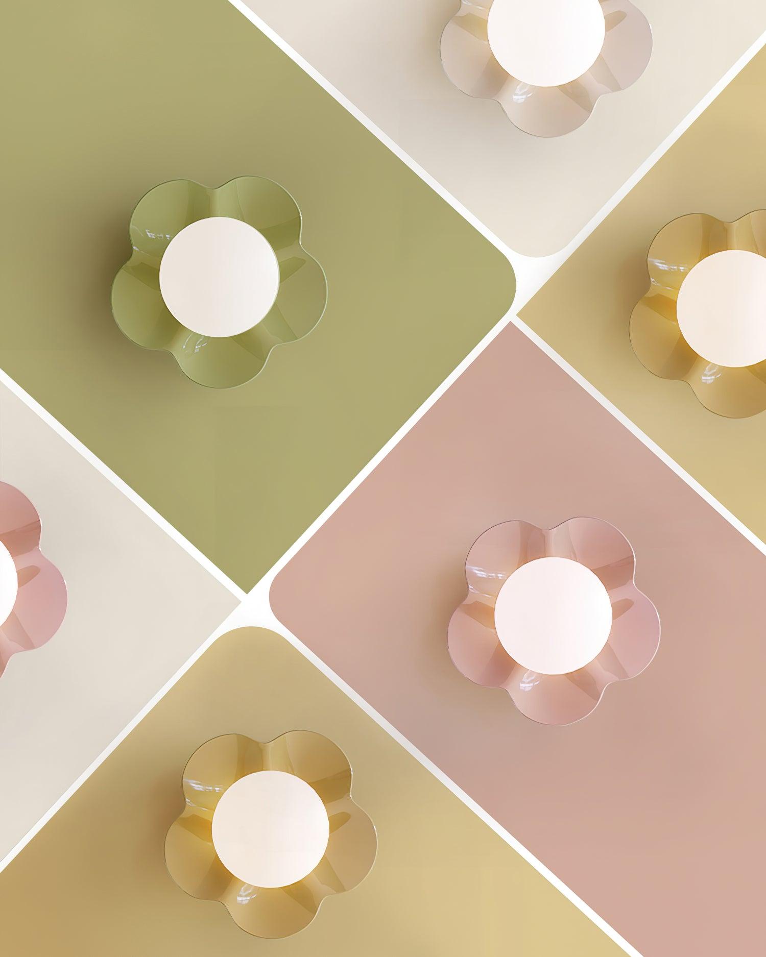 Floral Design Wall Lamp - Unique Resin & Glass Wall Sconce Lighting for Indoor Use