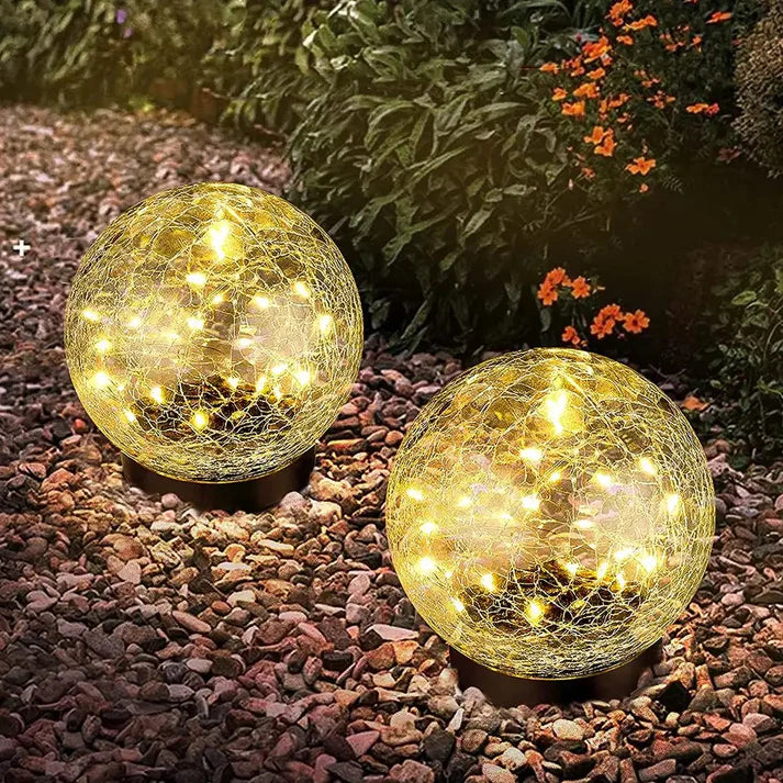 SunAura | Solar Garden Light – Elegant Cracked Glow for Outdoor Spaces