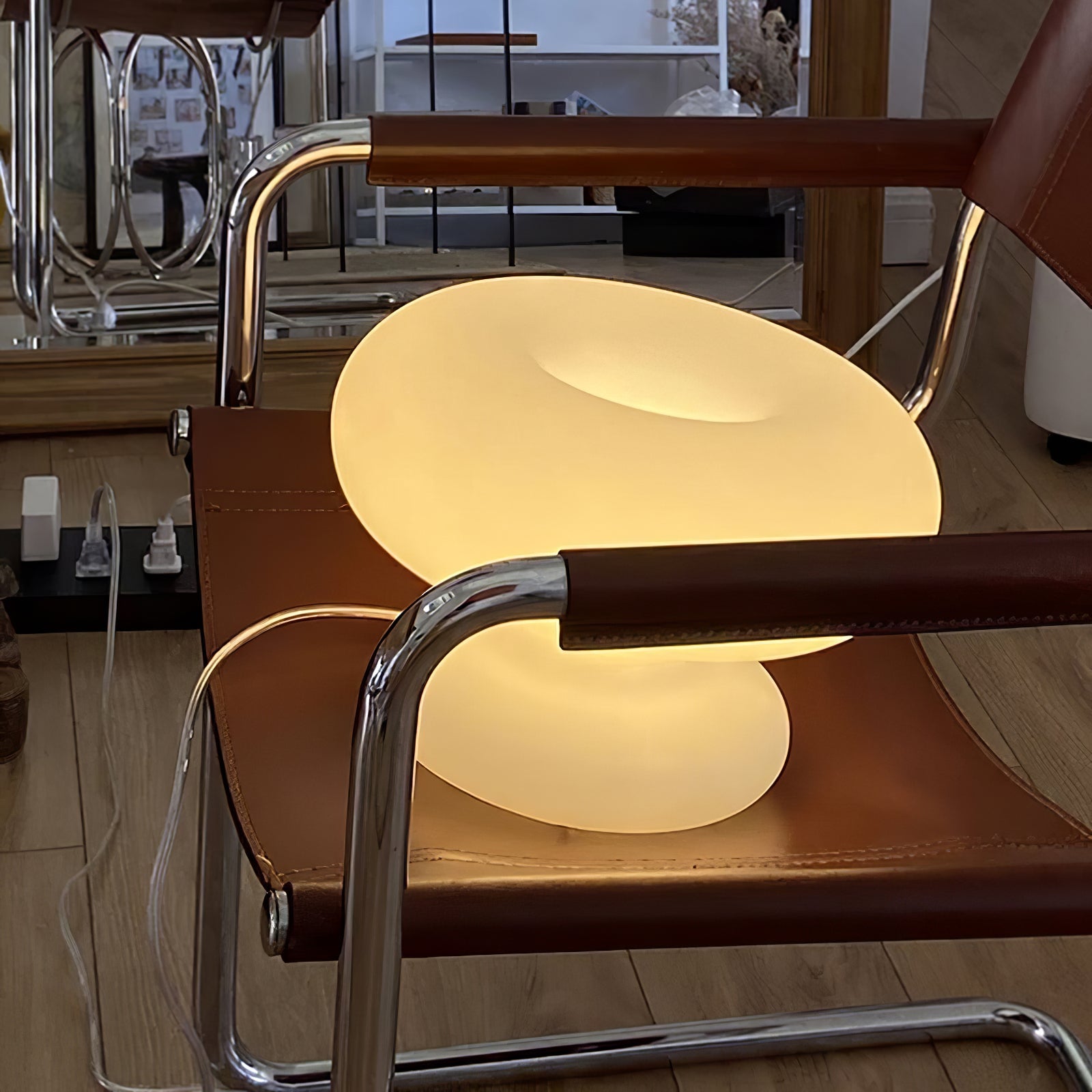 Mid-Century Donut Table Lamp with Frosted Glass Shade for Bedroom & Living Room