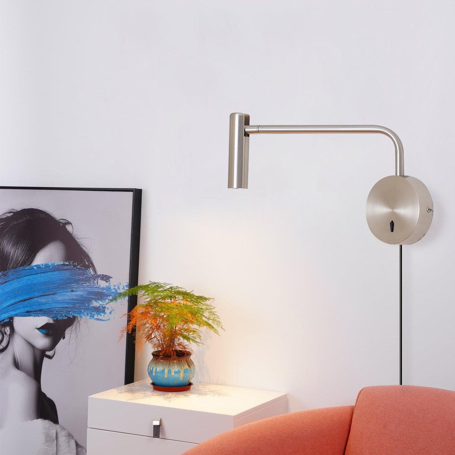 Modern Plug-In Wall Lamp - Adjustable LED Wall Sconce Lighting in Multiple Finishes