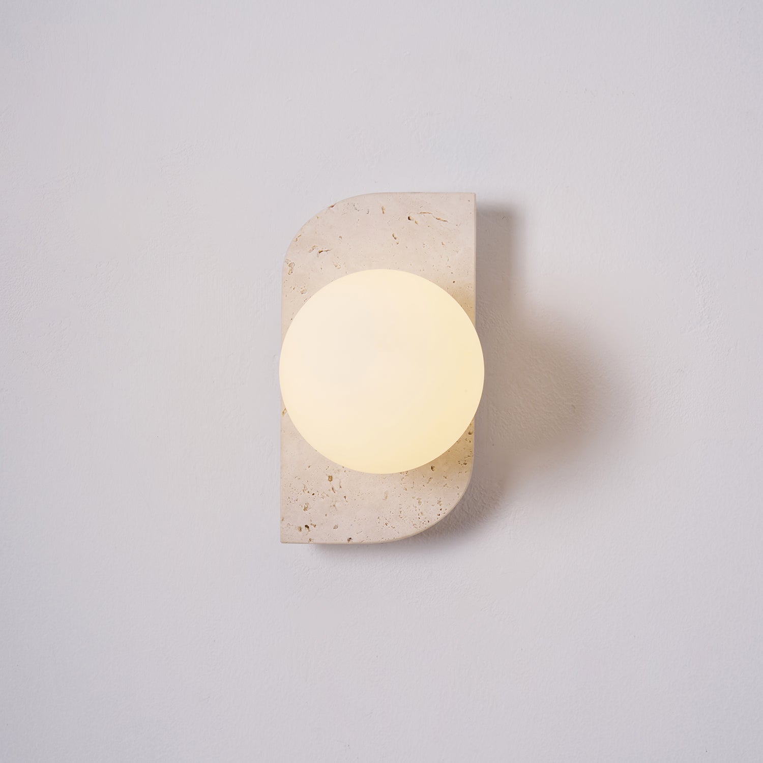 Neptune Travertine Wall Lamp - Minimalist Natural Stone Sconce Light for Bathroom & Interior Decor