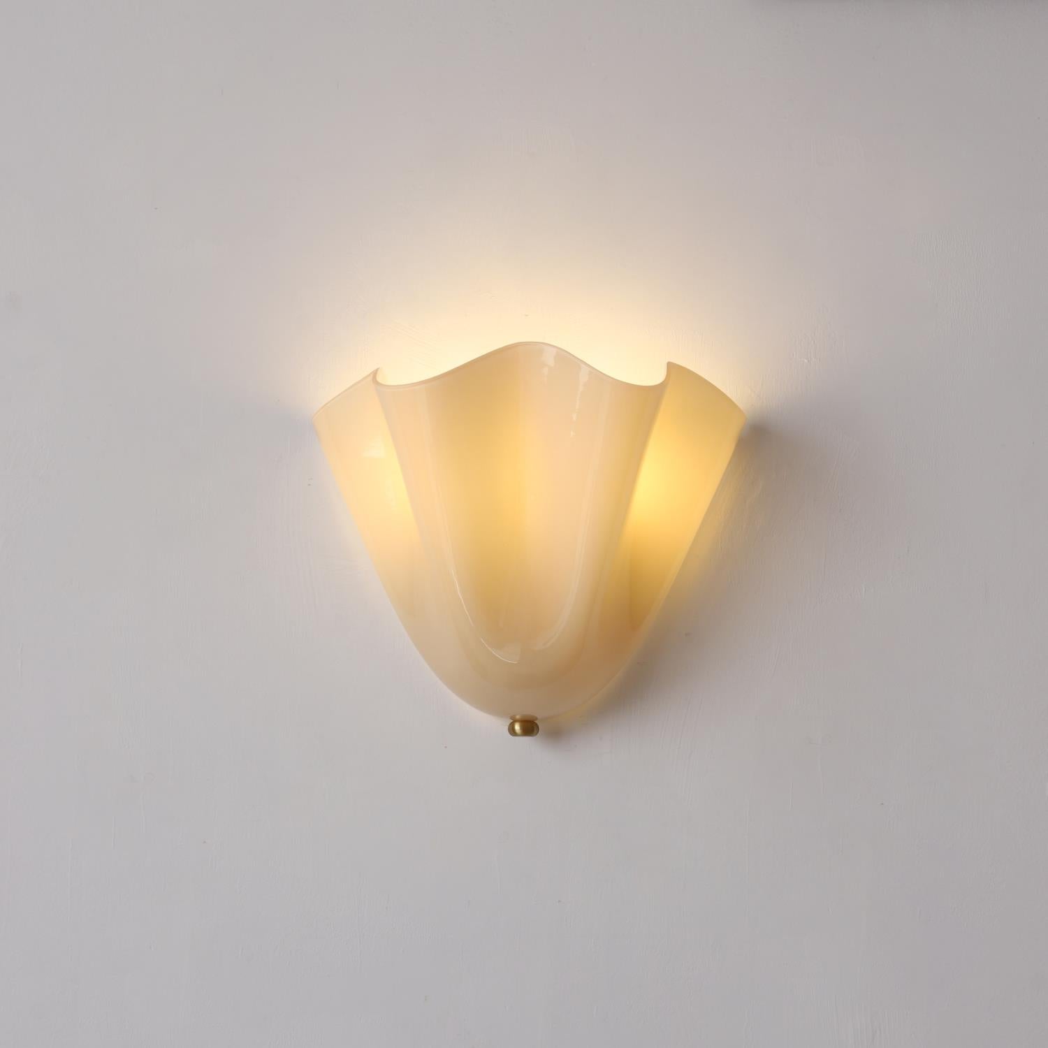 Vera Wall Lamp - Hand-Blown Glass Sconce Light with Organic Curves, Damp Rated