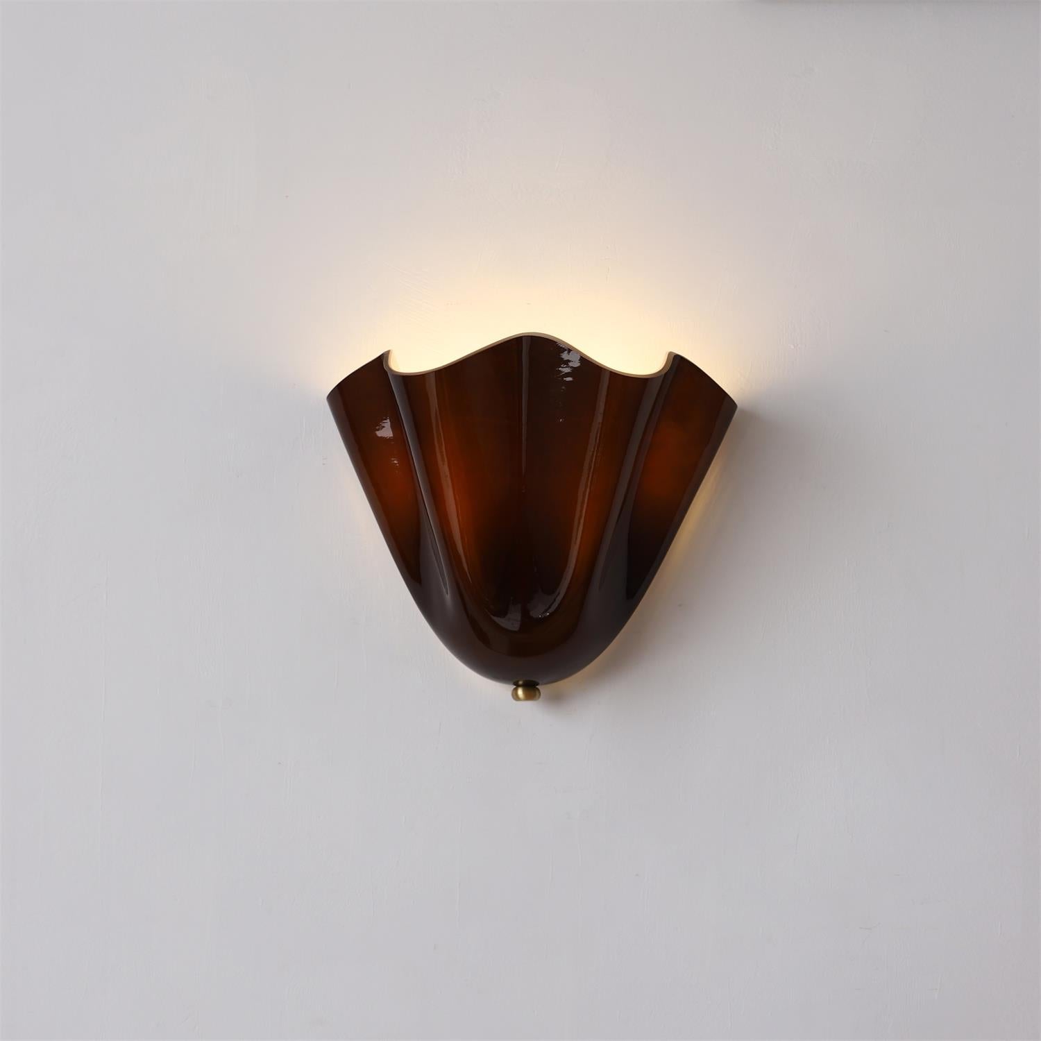 Vera Wall Lamp - Hand-Blown Glass Sconce Light with Organic Curves, Damp Rated