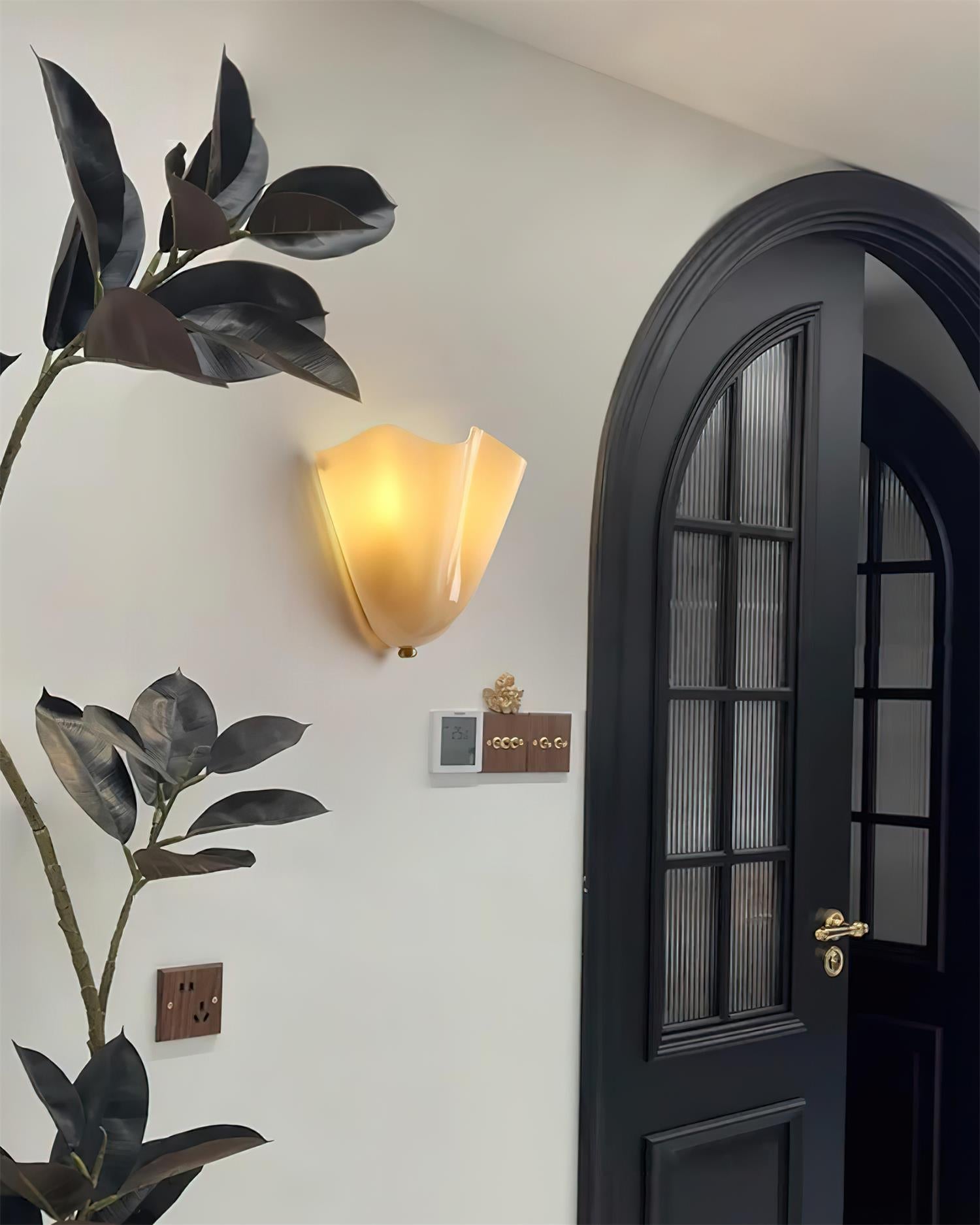 Vera Wall Lamp - Hand-Blown Glass Sconce Light with Organic Curves, Damp Rated