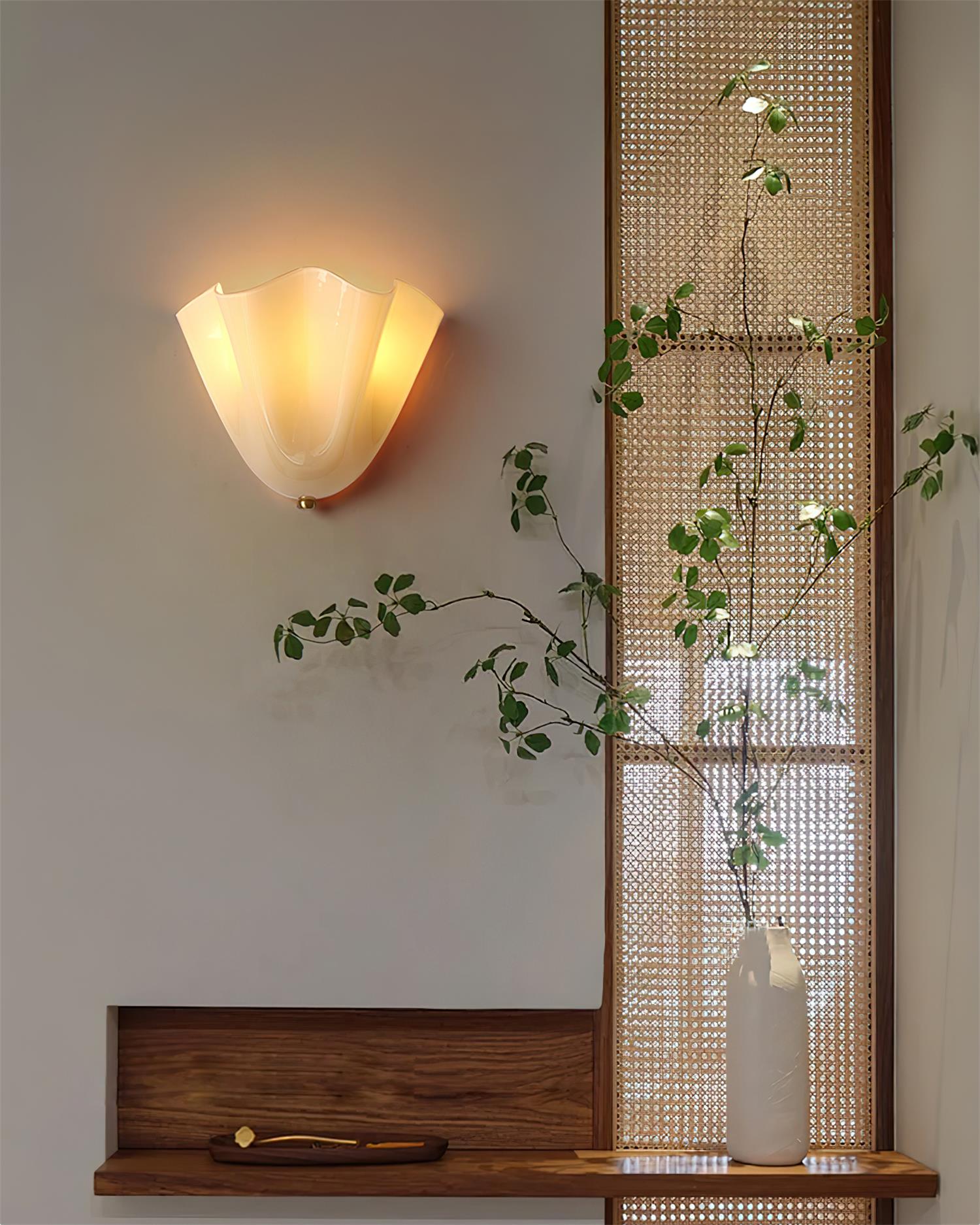 Vera Wall Lamp - Hand-Blown Glass Sconce Light with Organic Curves, Damp Rated