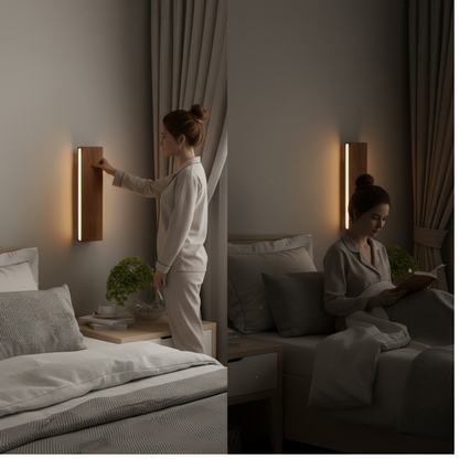 WoodAura | Wall Lamp – Natural Wood Design with Warm LED Glow