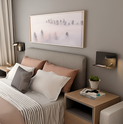 GlowNook | Wall Shelf Light – Dimmable USB Bedside Lamp