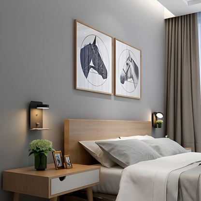 GlowNook | Wall Shelf Light – Dimmable USB Bedside Lamp