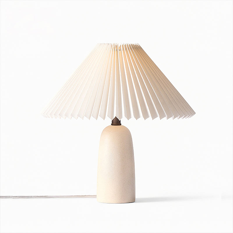 Elegant Ceramic Table Lamp - Stylish Pleated Shade for Bedside & Desk