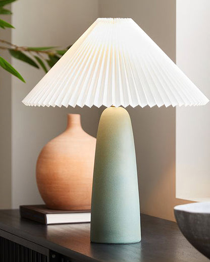 Elegant Ceramic Table Lamp - Stylish Pleated Shade for Bedside & Desk