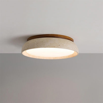 Elegant Flush Mount Ceiling Light - Natural Travertine Design with LED