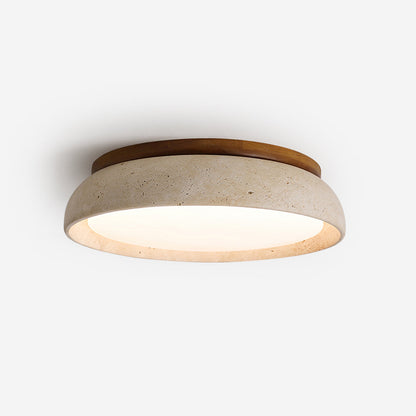 Elegant Flush Mount Ceiling Light - Natural Travertine Design with LED