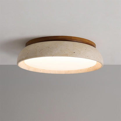 Elegant Flush Mount Ceiling Light - Natural Travertine Design with LED