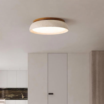 Elegant Flush Mount Ceiling Light - Natural Travertine Design with LED