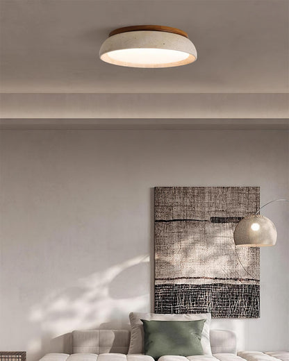 Elegant Flush Mount Ceiling Light - Natural Travertine Design with LED