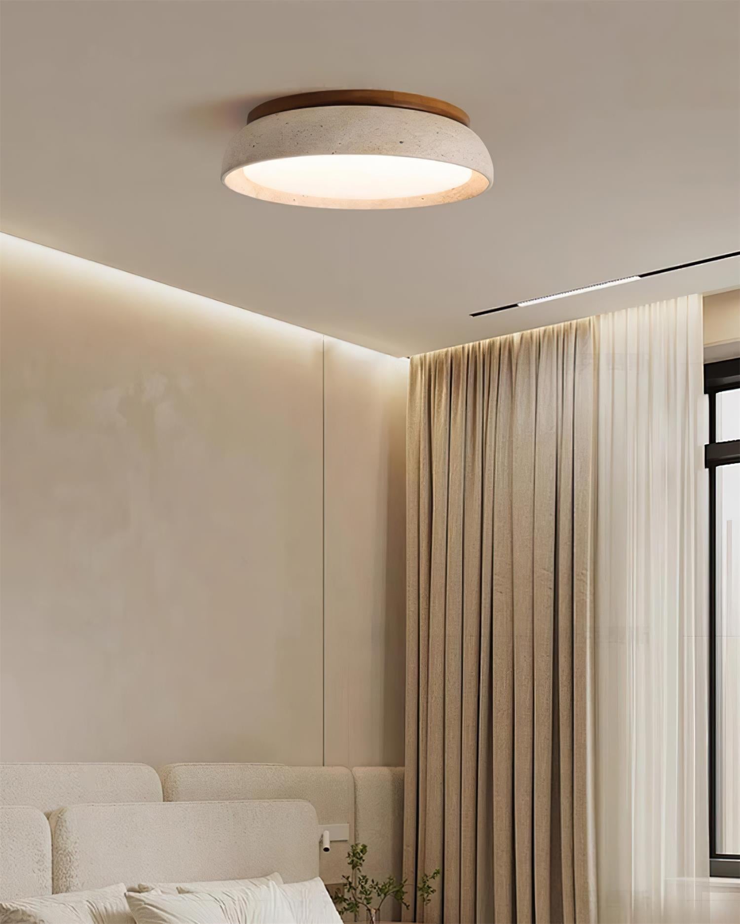 Elegant Flush Mount Ceiling Light - Natural Travertine Design with LED
