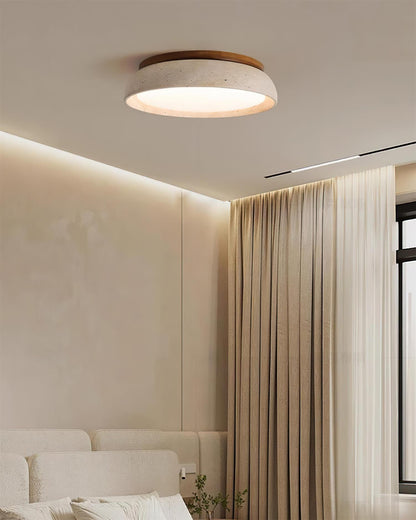Elegant Flush Mount Ceiling Light - Natural Travertine Design with LED