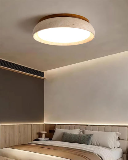 Elegant Flush Mount Ceiling Light - Natural Travertine Design with LED