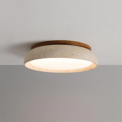 Elegant Flush Mount Ceiling Light - Natural Travertine Design with LED