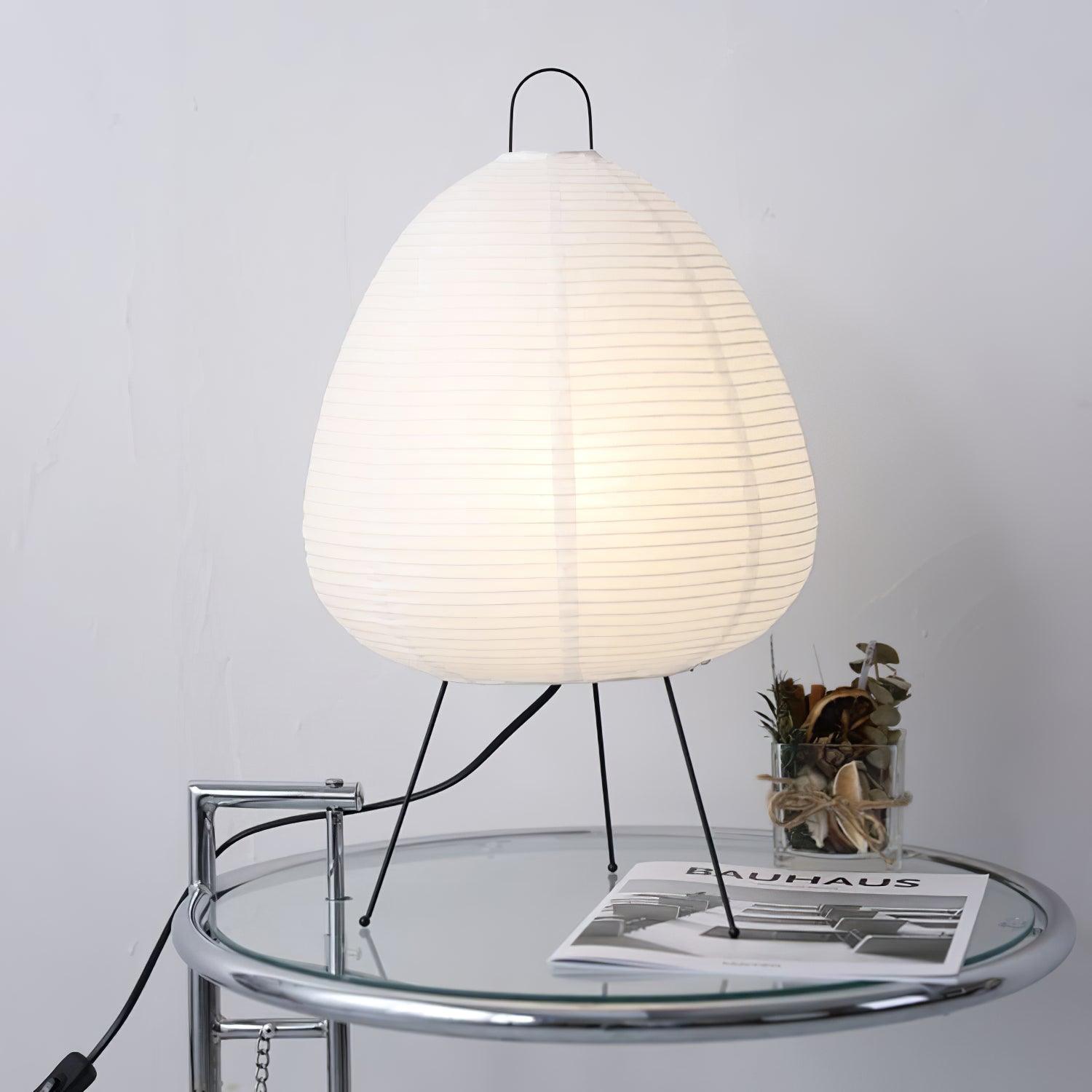 Elegant Table Lamp with Curved Paper Shade - Ideal for Bedside or Desk Use