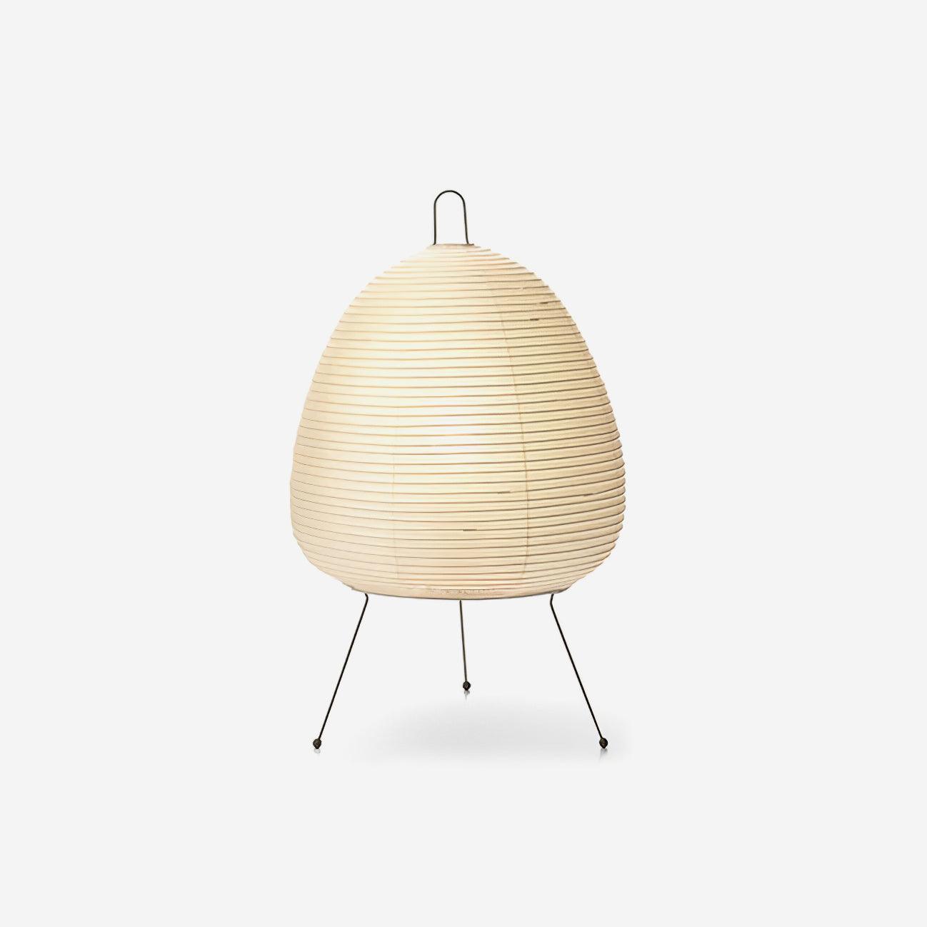 Elegant Table Lamp with Curved Paper Shade - Ideal for Bedside or Desk Use