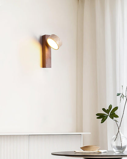 Elegant Tersus - Damp Rated Wall Sconce Light with Yellow Travertine Shade