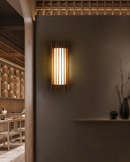 Elegant Walnut Wall Sconce - Integrated LED Wall Lamp for Cozy Ambiance