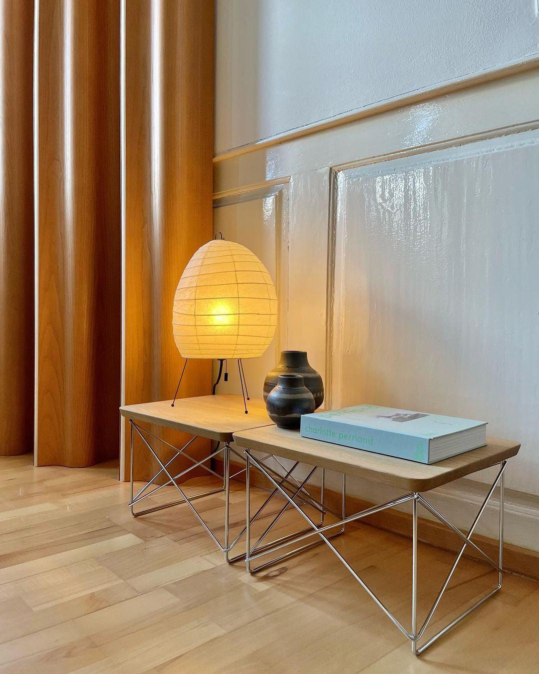 Elegant Washi Table Lamp - Unique Steel Wire Base for Ambient Bedroom & Desk Lighting