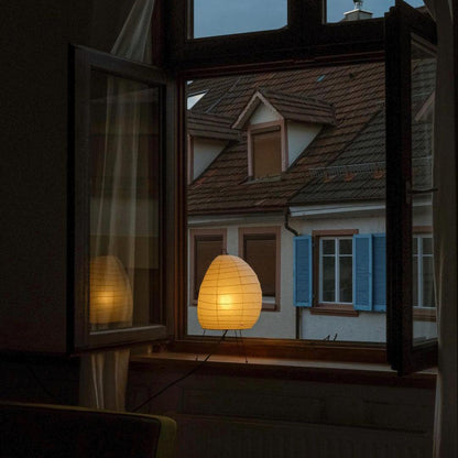 Elegant Washi Table Lamp - Unique Steel Wire Base for Ambient Bedroom & Desk Lighting